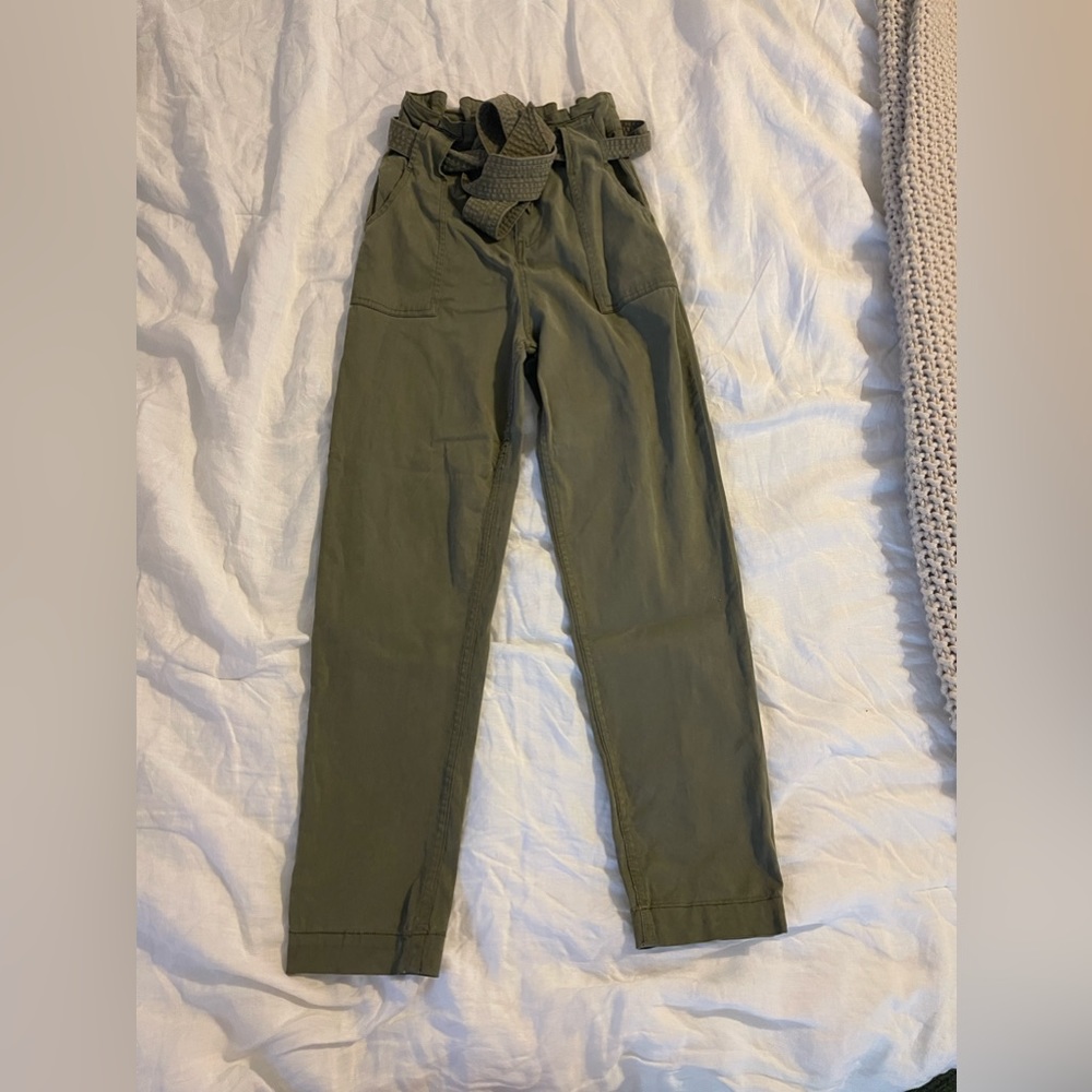 High waisted paper bag pants